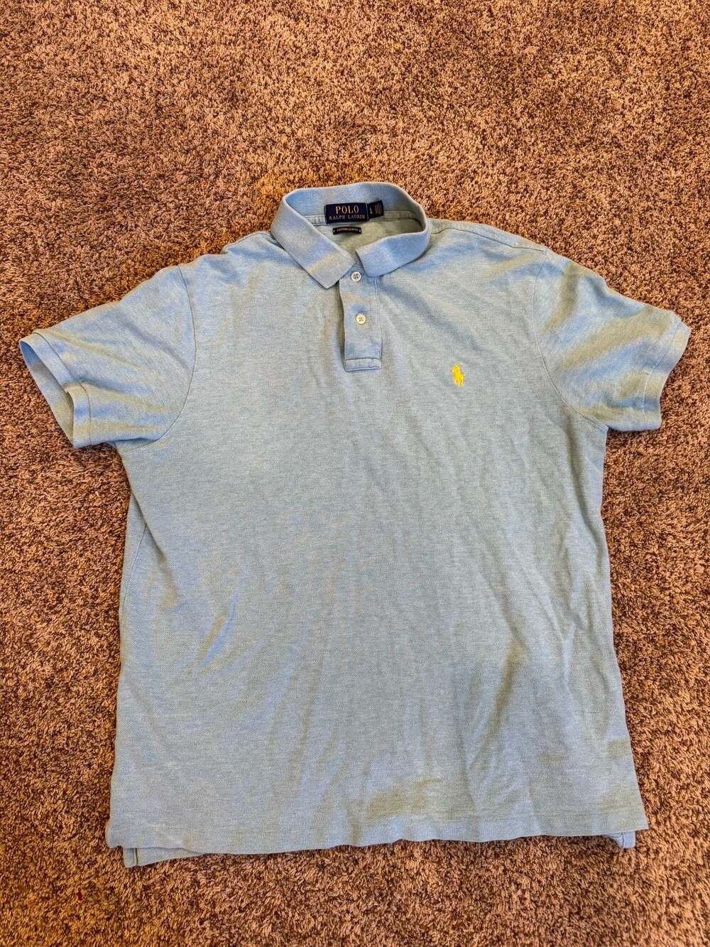 Polo Ralph Lauren Custom Slim Fit Polo Shirt Light Blue Size L